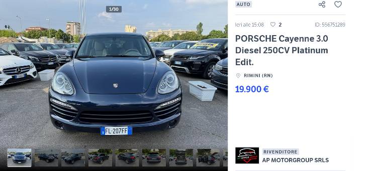 Porsche Cayenne prezzo modello usato