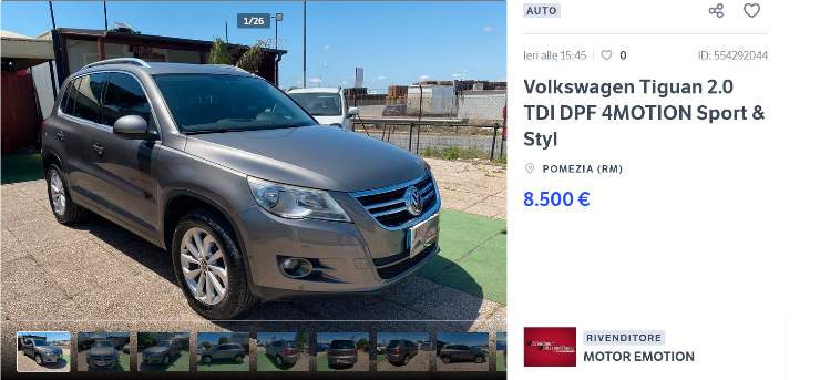 Volkswagen Tiguan usata prezzo