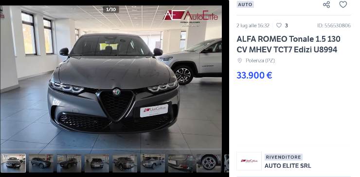 Alfa Romeo Tonale vendita prezzo