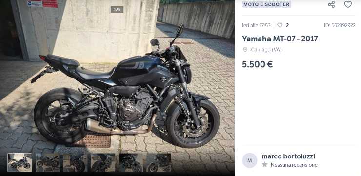 Yamaha MT-07 prezzo usata